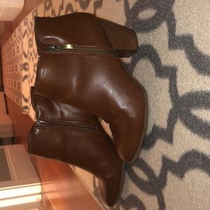 Brown leather booties